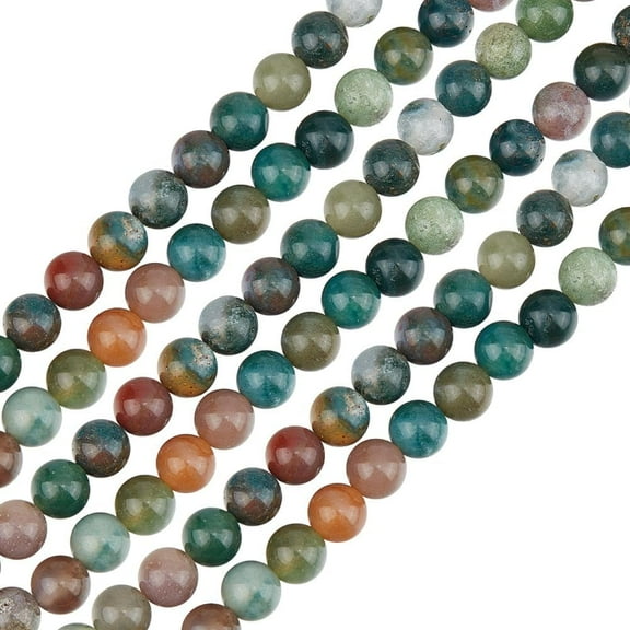 118 Pcs Natural Indian Agate Beads 6mm Natural Gemstone Beads Crystal Stone Beads Smooth Round Ball Beads Loose Spacer Beads for DIY Jewelry Making DIY