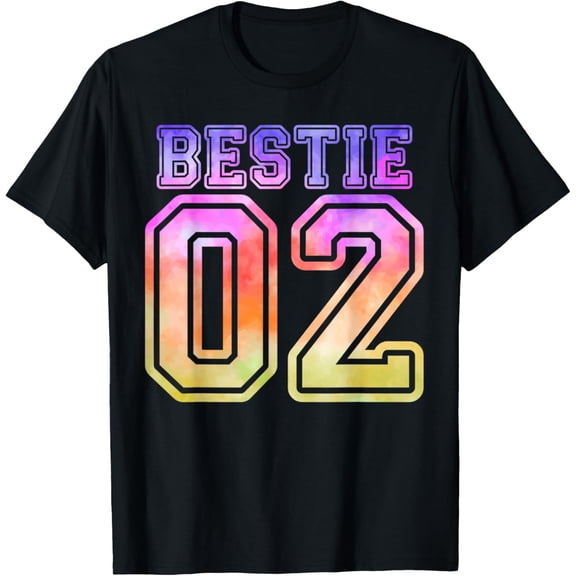 Funny BFF 02 Best Friend Matching Bestie Tie Dye T-ShirtMen and women, Black T-shirt, size: Extra large