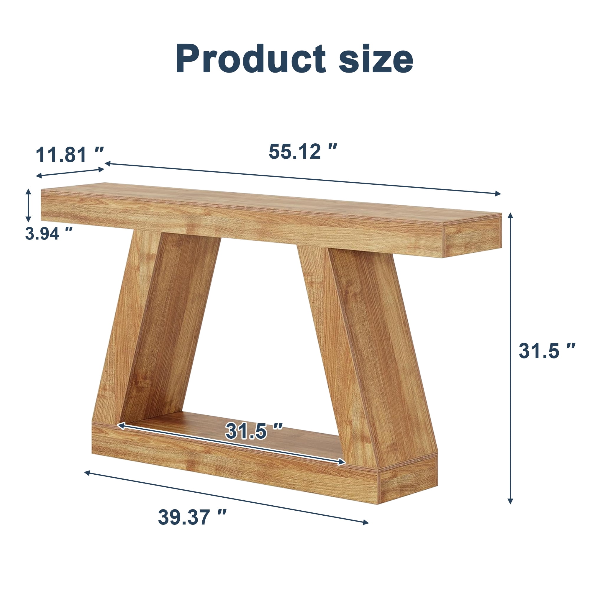 Demi Bonn Farmhouse Console Table, 55" Sofa Table with Storage for Hallway, Bedroom, Living Room, Brown