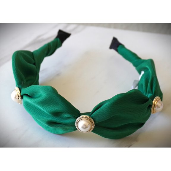French baroque fashion Hairband wide edge faux pearl ruffle fabric sweet Hair Hoop