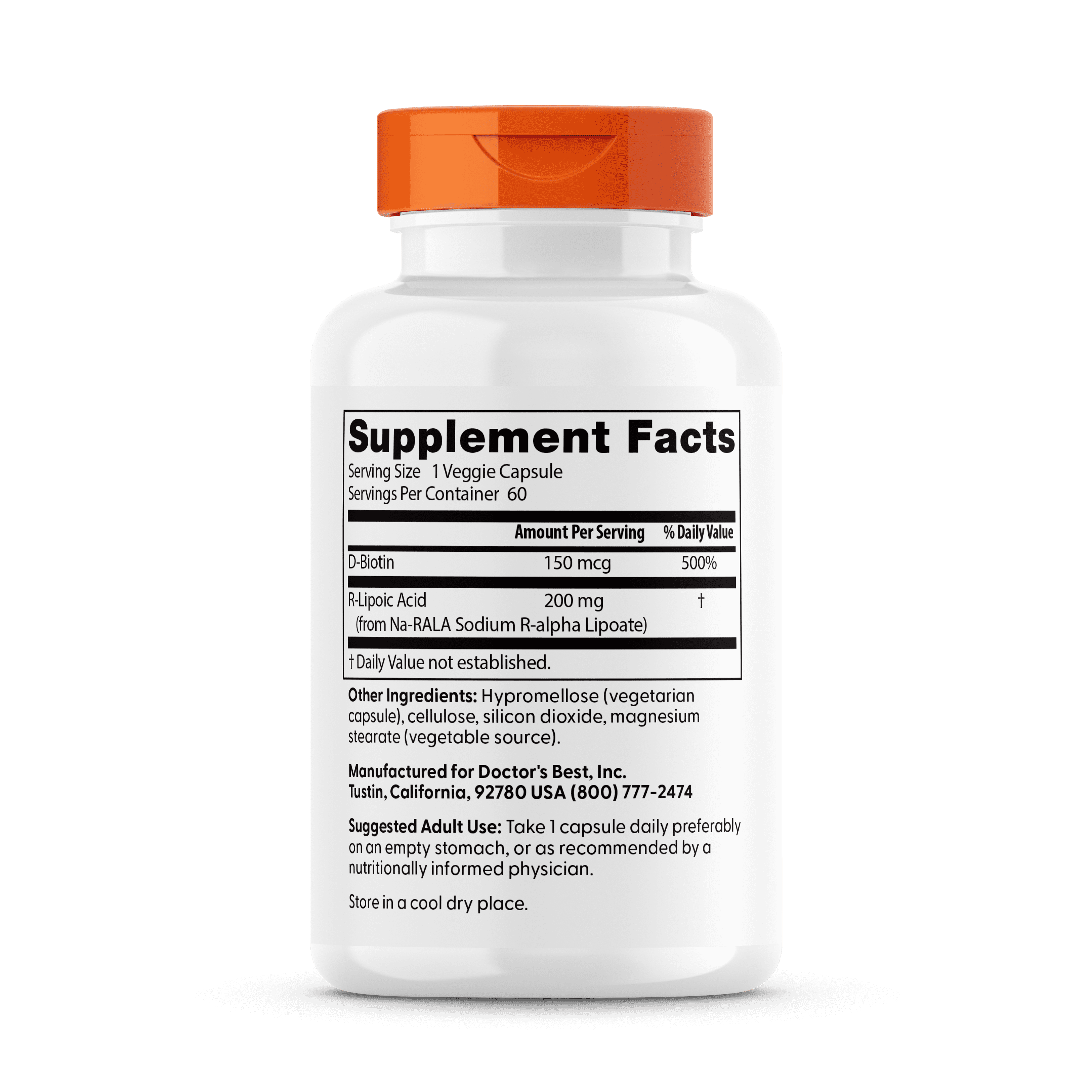 Doctor's Best Stabilized R-Lipoic Acid with BioEnhanced Na-RALA , Non-GMO, Gluten Free, Soy Free, Vegan, Helps Maintain Blood Sugar Levels, 200 mg 60 Veggie Caps