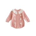thumbnail image 2 of Fozruso Baby Girls Knit Bodysuit Long Sleeve Winter Outfit Lace Collar Romper Casual Wear Soft Comfortable Clothes For 0 12 Months Jumpsuit Cute Rompers Sizes 6-9 Months, 2 of 5