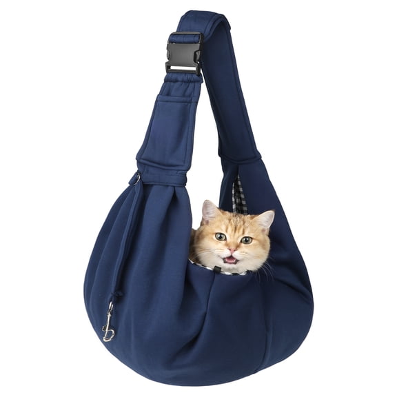 Charkool Pet Sling Carrier – Adjustable Hands-Free Travel Bag for Small Dogs/Cats/ Safety Harness & Pocket (Navy)