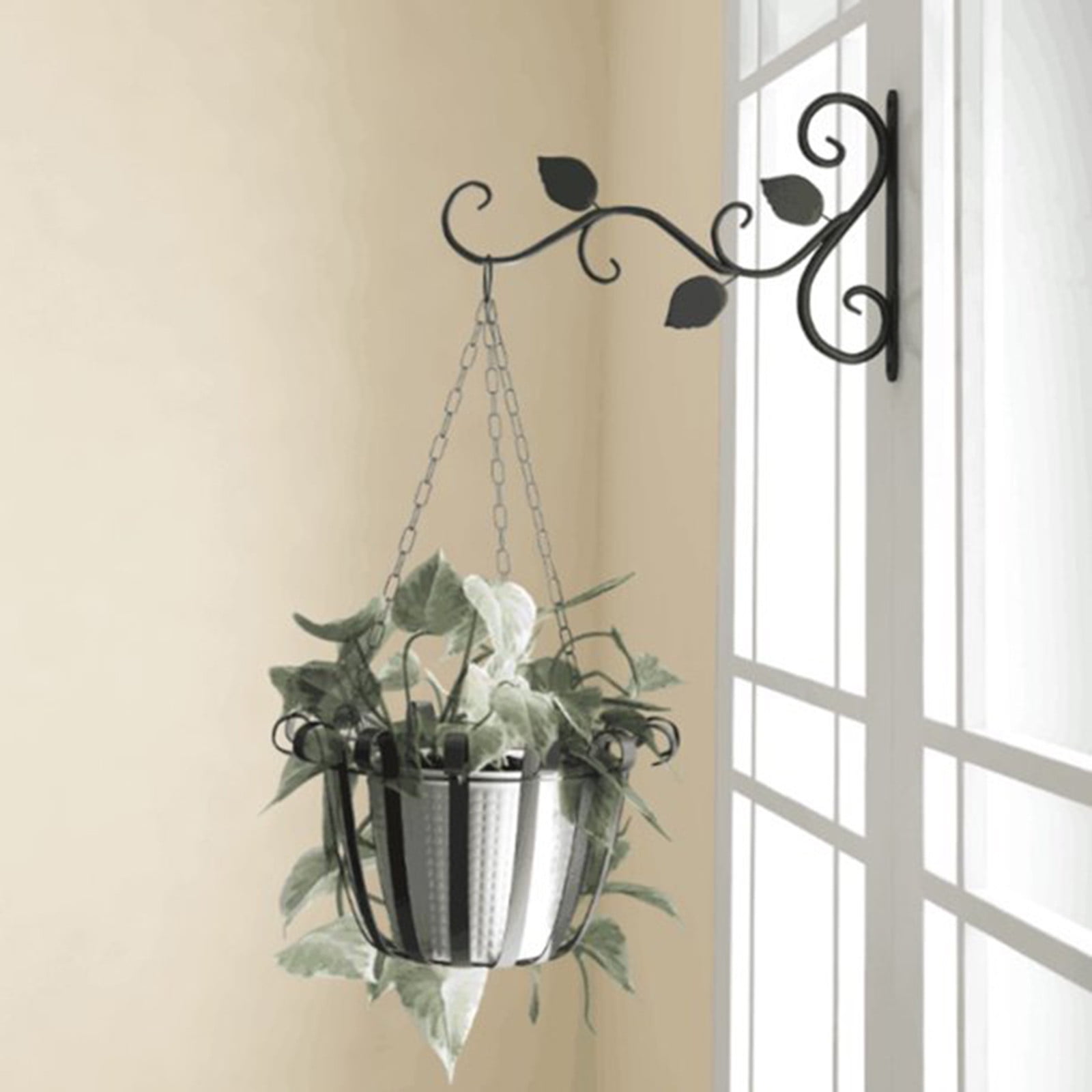 THHEIC Metal Hanging Planter Basket, Wire Holder with Adjustable Chains, for Indoor Outdoor Flower Pots, Home Fence Decor, Easy to Lower and Raise