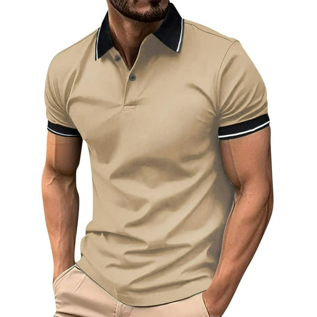 Short Sleeve Shirt for Men, Solid Color, Collar Design, Front Button Closure, Breathable Polyester Blend, Casual Summer Wear