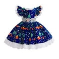 thumbnail image 3 of Baby Girls Christmas Dress Snow Print Party Lace Ruffle Sleeve Costume, 3 of 5