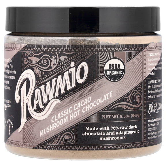 Rawmio Classic Cacao Mushroom Hot Chocolate, 8.5 oz (240 g)