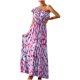 thumbnail image 1 of Moda mujer Boho verano un hombro sin mangas cintura elástica vestido playa Maxi hombro con fugas vestido Pompotops  ghjkhdj5506, 1 of 9