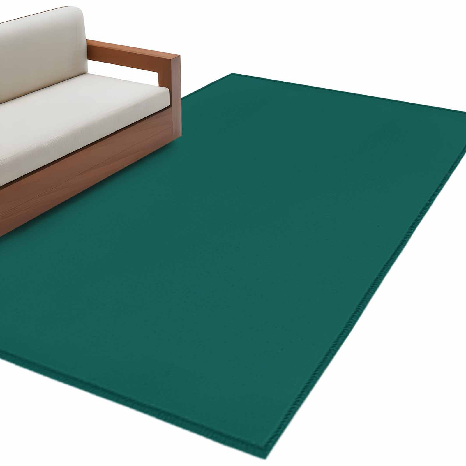 Dark Green Area Rugs 3x5 for Living Room, Farmhouse Solid Green Color Modern Art Non Slip Washable Rug Runner, Low Pile Indoor Floor Carpet Mat Bathroom Rugs for Bedroom, Kids Room