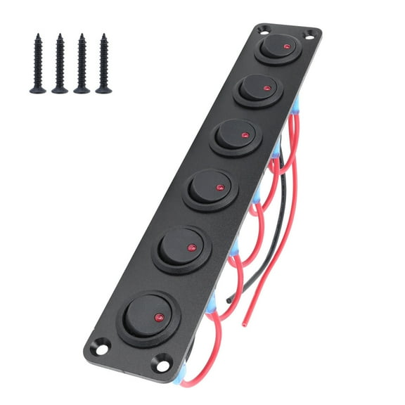DC12V Car Toggle Switches Panel With LED Breaker Circuits Breaker Starts Stop Control for Vehicles Marine Boats 20A