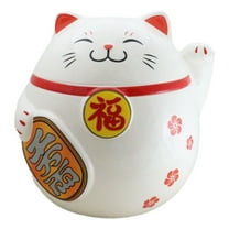 Japanese Lucky Charm Beckoning Cat Fat Maneki Neko Money Coin Bank Figurine