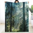 thumbnail image 2 of Creowell Tall Trees Sunbeam Durable Soft and Warm Flannel Blanket for Couch Bed Sofa, Lightweight Multifunctional Blanket for Sofa, Travel, Camping, Bed, Chair, All Season Gift 30x40in, 2 of 7