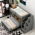 thumbnail image 2 of Euroco Wood Twin over Full Bunk Bed, Loft Bed with Moveable Platform Bed, Storage Staircase for Kids Teens Adults, Gray, 2 of 12