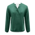thumbnail image 4 of DODADAWANJ Waffle Shirts Men Casual V Neck Fall Spring Shirt Loose Fit Long Sleeve Pullover Tops Big and Tall Color Block Print Fake Two Piece Clothes Army Green XXL, 4 of 6