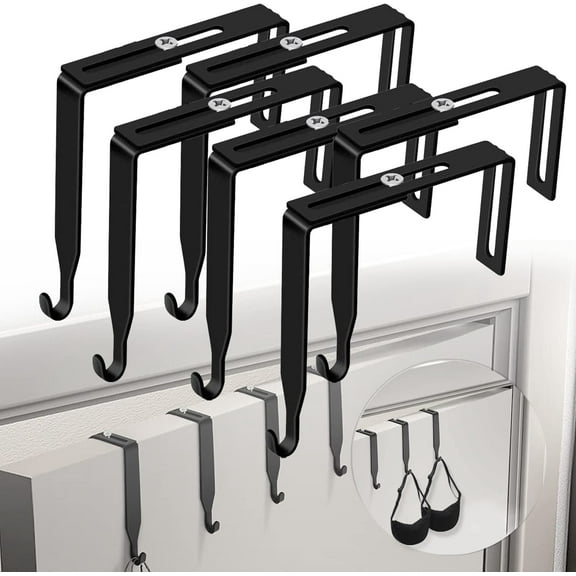 6 Pack Adjustable Cubicle Universal Partition Hanger Set Metal Black Cubicle Hooks Door Mirror Hangers, Adjusted to Fit 1 3/8 Inch to 3 1/2 Inch Thickness for Office Whiteboard Wall Panels
