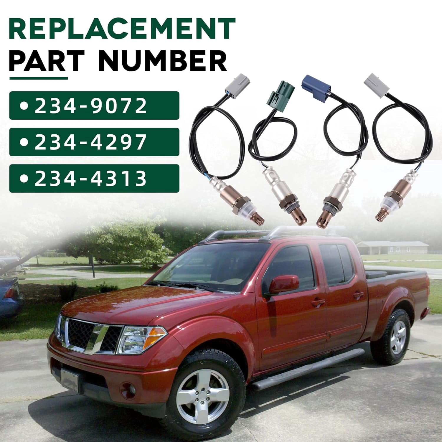 4PCS O2 Oxygen Sensor Set Compatible with Nissan Frontier Pathfinder Xterra 2007 4.0L - Upstream 234-9072 & Downstream 234-4297, 234-4313
