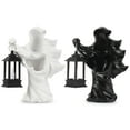 thumbnail image 3 of Gustave 2 Pack Halloween Hell Messenger Lantern Faceless Witch Resin Sculpture with LED Lantern Scary Ghost Statue Candle Light for Home Party Decoration "Black & White", 3 of 9