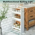 thumbnail image 5 of White Slim Storage Cart with Wheels, 4 Tier Rolling Utility Cart with Handle Slide Out Shelving Unit Organizer Trolley for Laundry Kitchen Bathroom Narrow Places Small Corner, 5 of 14