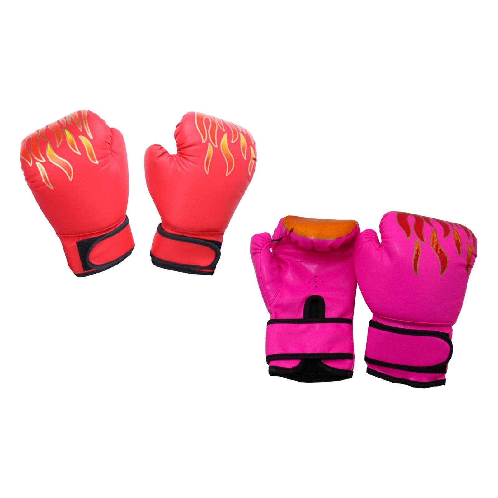 Baoblaze 2 Pair of Kids Boxing Gloves Beginners Home Gym Punching Bag Sparring Gloves Pink and Red