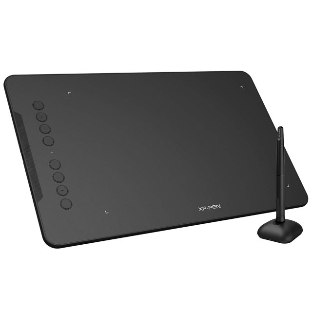 XPPen Deco 01 V2 Graphics Tablet 10x6.25 Inch Drawing Tablet 8192 Levels Pressure Battery-Free Pen with Tilt Function Android/Chromebook Supported Online Teaching Tablet Black