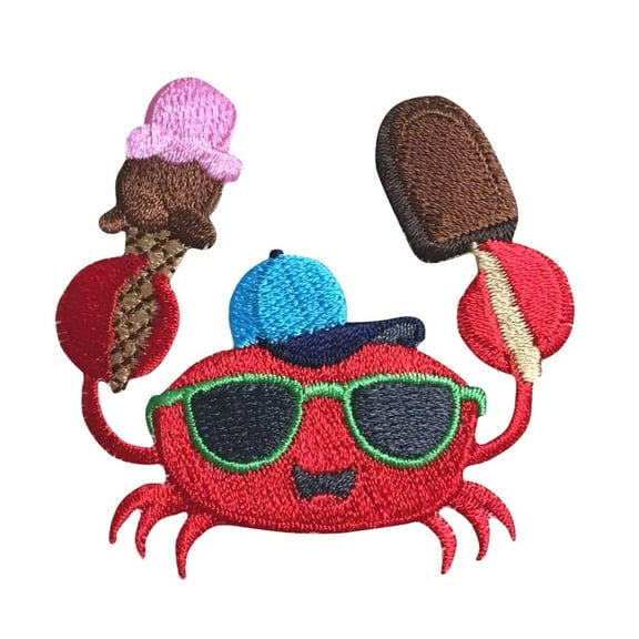 Red Crab - Sunglasses - Ice Cream - Iron on Applique/Embroidered Patch