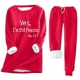 thumbnail image 2 of Fanxing Yes I'm Still Freezing Sherpa Thermal Sets for Women 2025 Fall Winter Drawstring Sweatpants Lounge Wear 2 Piece Set Thickened Plush Long Sleeve Pullover Pajamas Sets Sleepwear Red,XL, 2 of 5