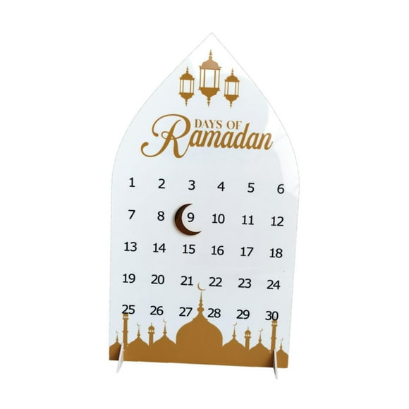 Calendario acrílico Ramadán Eid Mubarak Decoración Central de mesa Centro de escritorio Muslim Ramadan Advent Calendar for Home Cafe Estilo B