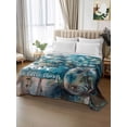 thumbnail image 2 of Blue Teal Spring Floral King Size Flat Sheet, Wrinkleproof & Fadeproof Cooling Flat Bed Sheet Only, Modern Botanical Oil Painting Art Breathable Soft Bedding Top Sheets 105 x 98 Inches, 2 of 8