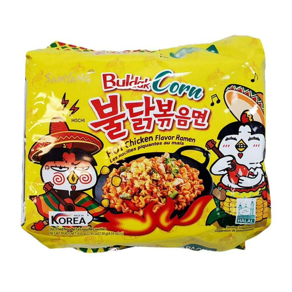 Samyang Buldak Corn Hot Chicken Ramen, 4.9 oz (Pack of 5)