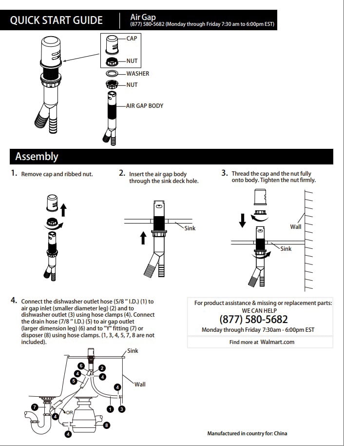 Mainstays Satin Nickel Air Gap for Dishwashers