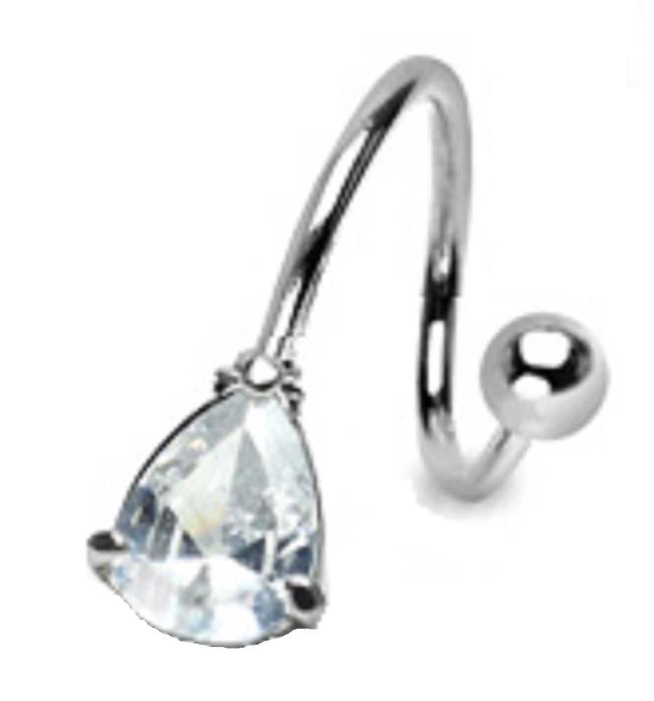Belly Button Ring Navel Spiral Teardrop Body Jewelry Dangle 14g