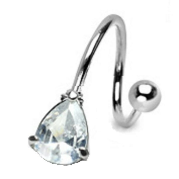 Body Accentz Belly Button Ring Navel Spiral Teardrop Body Jewelry