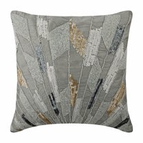 Silver Decorative Pillow Cover, Geometric Sequins Beaded Glitter Pillow Cover, Pillow Cover 14x14 inch (35x35 cm), Square Silk Pillow Cover, Art Deco, Abstract - Silver Glamor