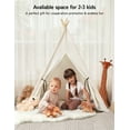thumbnail image 4 of Besrey Kids Teepee Play Tent with String Lights & Thickened Mat,Kids Indoor Outdoor Playhuose Tent,Off White, 4 of 7