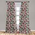 thumbnail image 5 of Rose Curtains 2 Panels Set, Romantic Roses in Full Blossom on Monochrome Chevron Zig Zag Stripes, Window Drapes for Living Room Bedroom, 56"W X 95"L, Jade Green Vermilion, by Ambesonne, 5 of 5