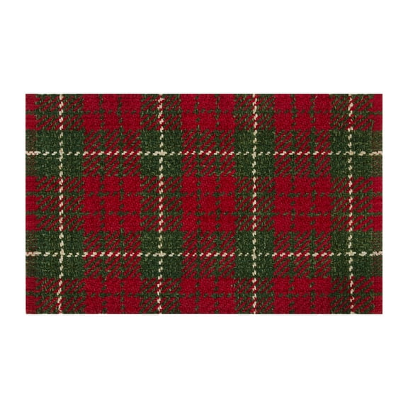 Holiday Time Red Plaid Rayon, Jute & Cotton Indoor Accent Rug 20" x 34"