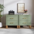 thumbnail image 6 of Leumius Nightstand for Bedroom,Wood Bedside Table with 2 Drawer & Solid Wood Legs,Small Storage Cabinet for Living Room,Green, 6 of 7