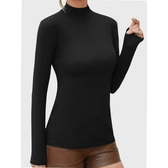 Womens Scoop Neck Long Sleeve Slim Fit Basic T Shirt