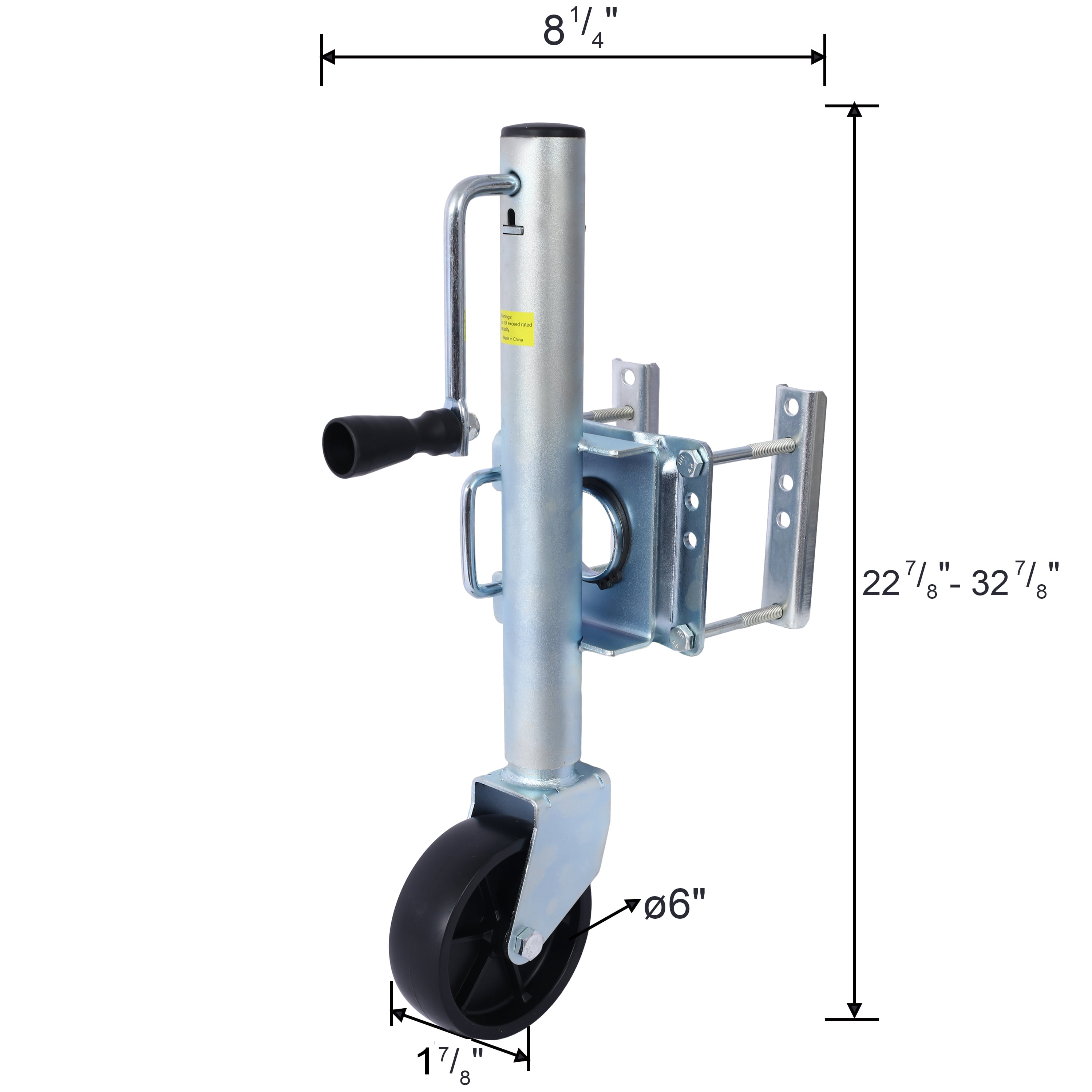 Trailer Jack 32.8 in, Bolt-on Tongue Jack 1000 lb Capacity with Wheel and Handle for Boat, RV, Utility Trailer