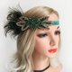 thumbnail image 3 of Diadema plumas de rugiendo de los años 20 para mujer, diadema con de los años 20, color verde Zulema Diadema de mujer Flapper, 3 of 8