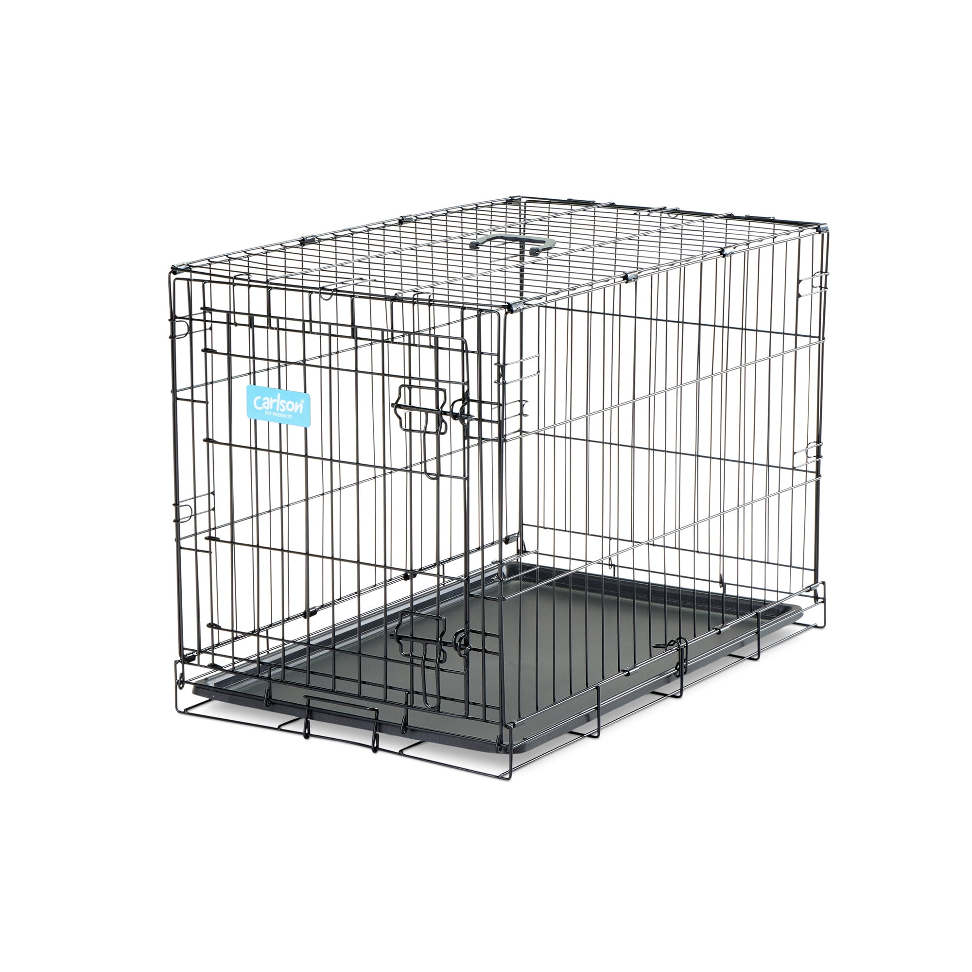 Carlson Secure Foldable Single Door Metal Dog Crate, Medium, Black, 30-Inch