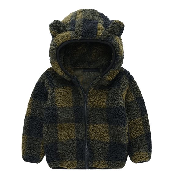 Black and Friday Deals 2023 Lindreshi Winter Coats for Toddler Girls and Boys Toddler Baby Boys Girls Stripe Camouflage Plush Cute Bear Ears Winter Hoodie Thick Coat Jacket