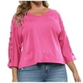 thumbnail image 2 of AherBiu Plus Size Womens T Shirts Cold Shoulder Crew Neck Loose Fitting Short Sleeve Tops Summer Basic Comfy Tees, 2 of 5