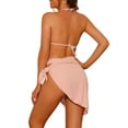 thumbnail image 3 of Women's 3 Piece Halter Bikini Sets Hollow Out Mesh Swimsuits with Sarong Cover Ups Beach Skirt Bathing Suit X-Large Light Pink, 3 of 5