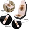 thumbnail image 6 of Xixirimido Car Seat Covers for Front Seats 5Pcs Car Accessories with Seat Belt Covers & Center Console Cover Universal Fit for SUVs,Vans,Trucks,Sedans, Highland Cattle Floral Pink, 6 of 8