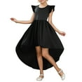 thumbnail image 1 of HNMKIU Robes pour Filles Manches à Rabat Robe Formelle Haute Basse pour l'Été Jupe Volante Style Swing pour Fêtes et, 1 of 4