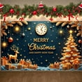 thumbnail image 3 of Golden Decor Christmas Banner Reindeer Design Holiday Backdrop Gift Boxes Snowflake Pattern New Year Background for Christmas Celebration New Year Party Indoor Decoration, 3 of 9