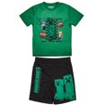 thumbnail image 2 of Minecraft 3-Pack Boy's Green Short Sleeve Tee, Gray Muscle Tank, Black Athletic Shorts Set, 2 of 7