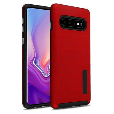 Samsung Galaxy S10 (6.1") Phone Case Protective Shockproof Dots Textured Armor Hybrid Rubber Silicone Rugged TPU Cover RED Slim Phone Case Cover for Samsung Galaxy S10 (6.1 inch)(2019 Model)