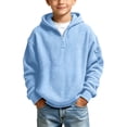 thumbnail image 2 of Xaqiouau Hoodies for Boys Girls Quarter Zip Waffle Knit Pullover Hooded Sweatshirt Long Sleeve Casual Tops Warm Fall Winter Back to School Clothes Kids Clothes Arm Pocket, 2 of 9